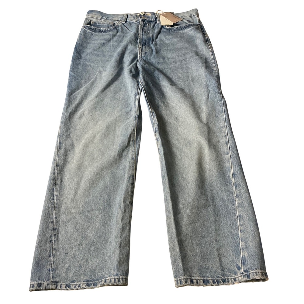Mango Matilda Jeans Collection Straight Leg Mid-Waist Full Length Blue Size 10